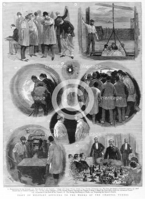 Visit of military officials to the works of the channel tunnel, 1884.Artist: J Nash