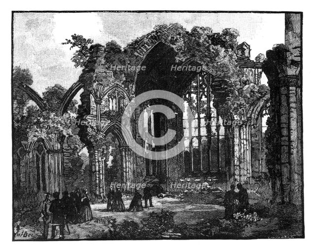 Visit of Queen Victoria to Melrose Abbey, Scotland, late 19th century. Artist: Unknown