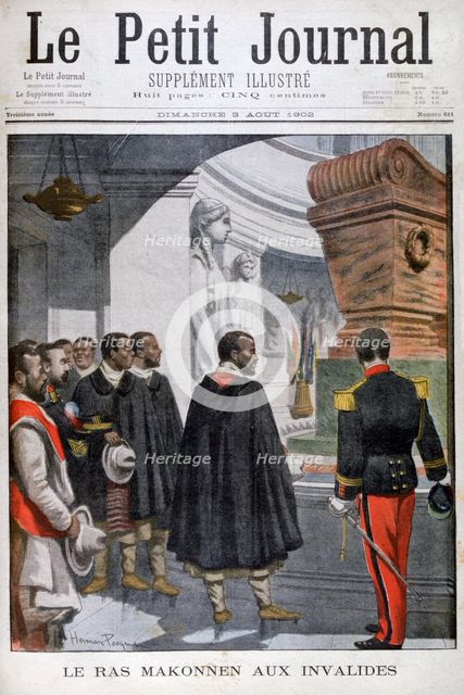 Visit of Ras Makonnen to Les Invalides in Paris, 1902. Artist: Unknown