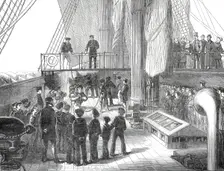 Visit of the Boys of the Clyde training-ship Cumberland to H.M.S. Aurora, 1876. Creator: Unknown