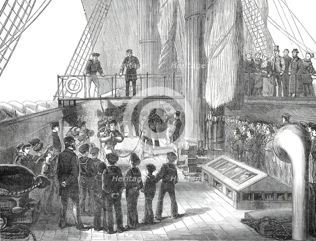 Visit of the Boys of the Clyde training-ship Cumberland to H.M.S. Aurora, 1876. Creator: Unknown.