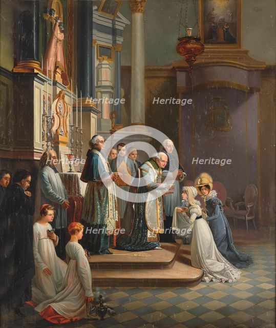 Visit of the Duchess of Berry to the Church of Notre Dame de Liesse in April 1819. Creator: Pingret, Édouard-Henri-Théophile (1788-1875).