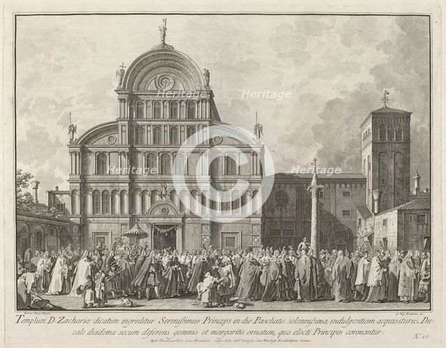 Visit of the Doge to San Zaccaria on Easter Day, 1763/1766. Creator: Giovanni Battista Brostoloni.
