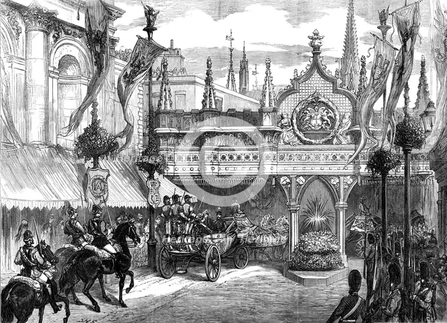 Visit of the Emperor of Russia to the City: arrival at Guildhall, 1874. Creator: Unknown.