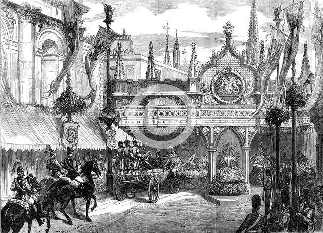 Visit of the Emperor of Russia to the City: arrival at Guildhall, 1874. Creator: Unknown.