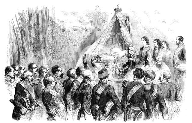 Visit of the Grand Dignitaries of State to the Imperial Infant, 1856.  Creator: Unknown.