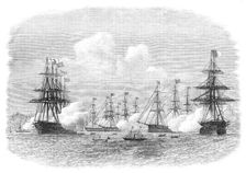 Visit of the King of Portugal to the English Channel Fleet at Lisbon, 1869. Creator: Unknown