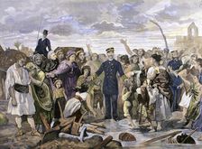 Visit of the King to flood victims from Alcantarilla Alfonso XII, King of Spain (1857 - 1885), …