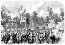 Visit of the Prince and Princess of Wales to Denmark: arrival at the Castle of Bernstorf, 1864. Creator: Mason Jackson