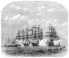 Visit of the Prince and Princess of Wales to Ireland: the iron-clad squadron,...Dublin Bay, 1868. Creator: Unknown