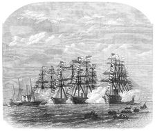 Visit of the Prince and Princess of Wales to Ireland: the iron-clad squadron,...Dublin Bay, 1868. Creator: Unknown