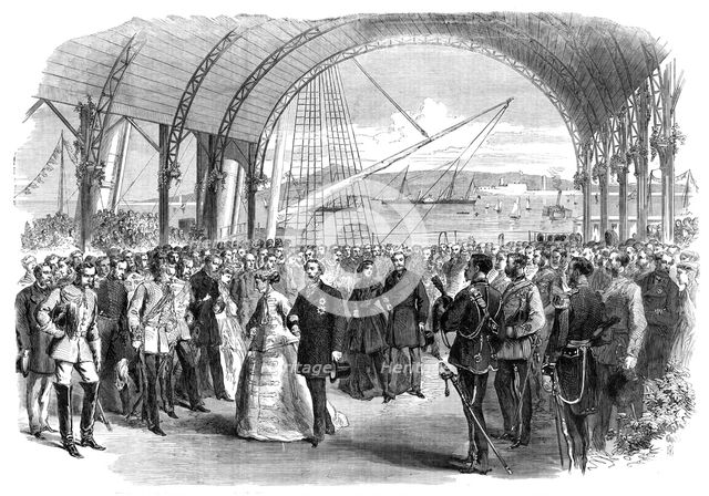 Visit of the Prince and Princess of Wales to Ireland: the Royal Party landing at...Kingstown, 1868. Creator: Unknown.