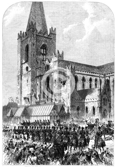 Visit of the Prince and Princess of Wales to Ireland: arrival...at St. Patrick’s Cathedral, 1868. Creator: C. R..