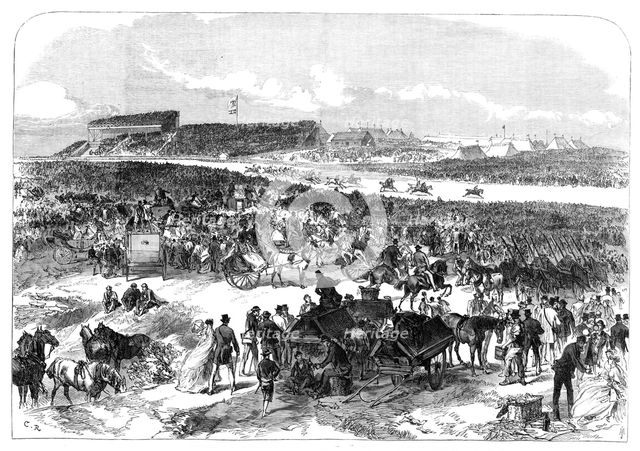Visit of the Prince and Princess of Wales to Ireland: general view of Punchestown Races, 1868. Creator: C. R..