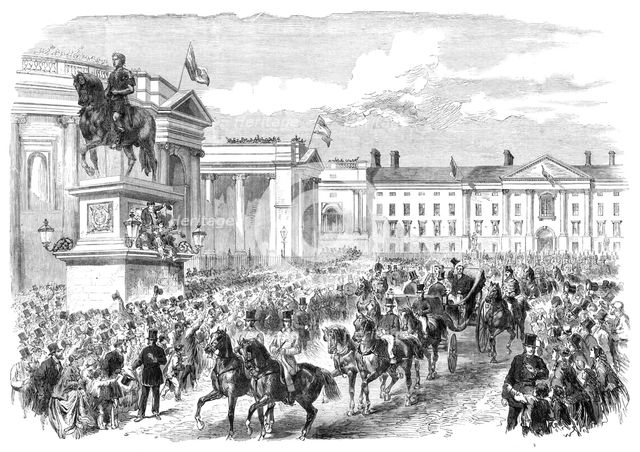 Visit of the Prince and Princess of Wales to Ireland: Royal Procession...College-Green..., 1868. Creator: Unknown.