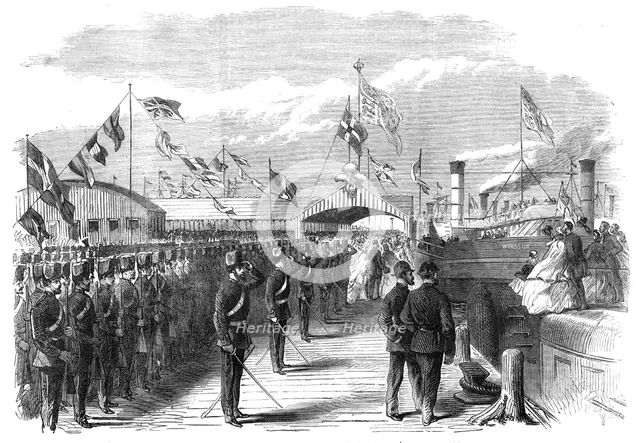 Visit of the Prince and Princess of Wales to Liverpool: departure...Prince’s Landing-Stage, 1865. Creator: Unknown.