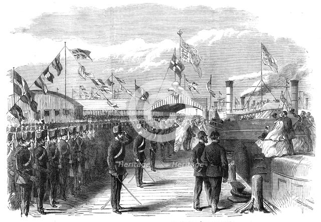 Visit of the Prince and Princess of Wales to Liverpool: departure...Prince’s Landing-Stage, 1865. Creator: Unknown.