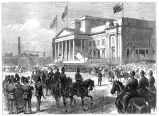 Visit of the Prince and Princess of Wales to Liverpool:...at the Liverpool Free Library, 1865. Creator: Unknown