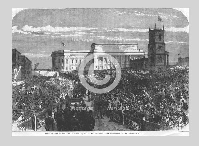 'Visit of the Prince and Princess of Wales to Liverpool. The Procession to St. George's Hall', 1865. Artist: Unknown.