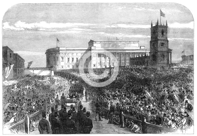 Visit of the Prince and Princess of Wales to Liverpool: the procession to St. George's Hall, 1865. Creator: Unknown.