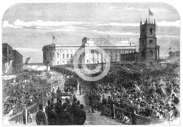 Visit of the Prince and Princess of Wales to Liverpool: the procession to St. George's Hall, 1865. Creator: Unknown.