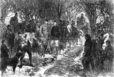 Visit of the Prince and Princess of Wales to Melford Hall, Suffolk: shooting party..., 1865. Creator: Unknown