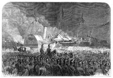 Visit of the Prince and Princess of Wales to Sweden: embarkation in the royal yacht Osborne…, 1864. Creator: Unknown