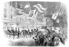 Visit of the Prince of Wales to Clumber: His Royal Highness passing through Worksop, 1861. Creator: Unknown