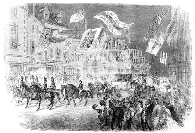 Visit of the Prince of Wales to Clumber: His Royal Highness passing through Worksop, 1861. Creator: Unknown.