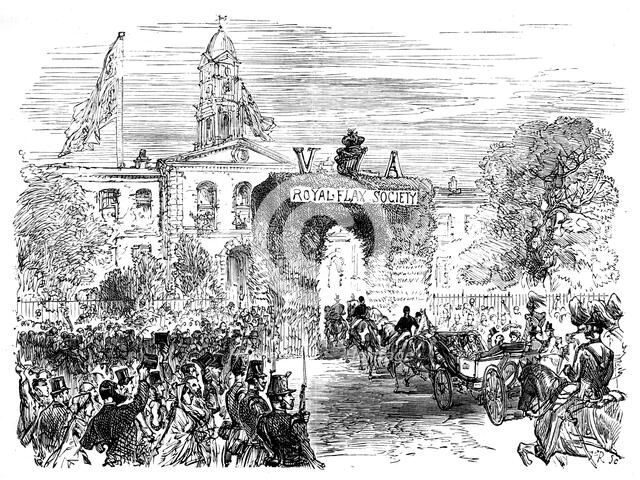Visit of the Queen and Prince Albert to the Linen Hall, Belfast, c1850s, (c1888). Artist: Unknown