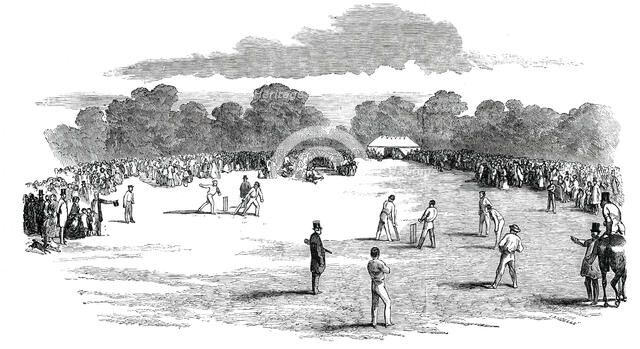 Visit of the Royal Party to the Cricket-Ground, at Castle Howard, 1850. Creator: Ebenezer Landells.