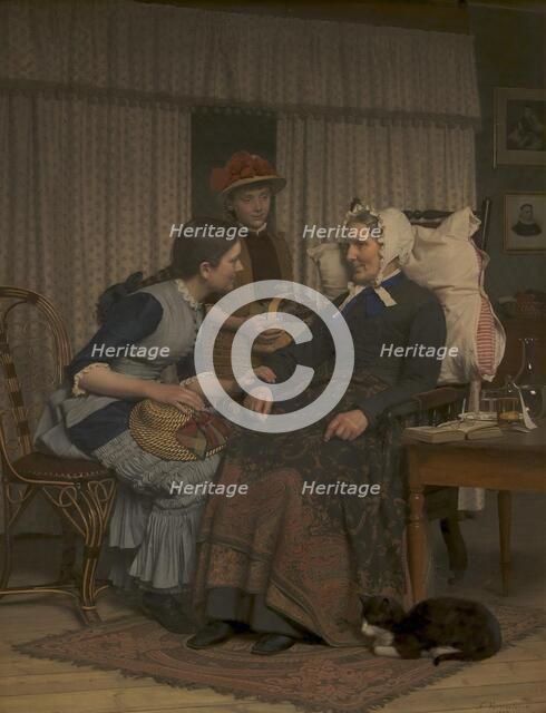 Visit to a sick old woman, 1884. Creator: Frederik Vermehren.