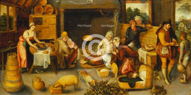 Visit to the Wet Nurse, 1572. Creator: Marten van Cleve.