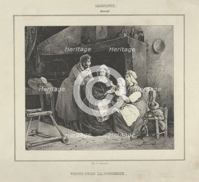 Visite Chez la Nourrice (Visit to the Wetnurse) (from Journal l'Artiste), 19th century. Creator: Victor Adam.