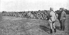 'Visite du general Joffre aux troupes Russes en Champagne; Le lancement des grenades 1916. Creator: Unknown