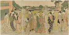 Visiting a temple dedicated to Fudo, c. 1780/1801. Creator: Katsukawa Shuncho