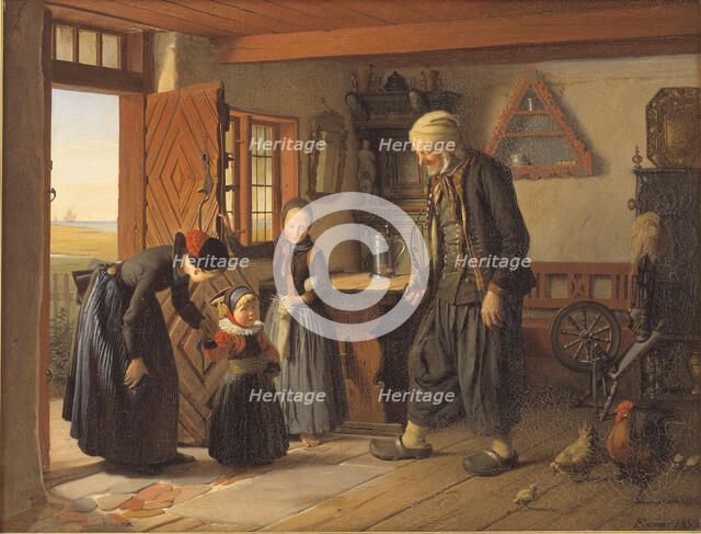 Visiting Grandfather, 1853. Creator: Julius Exner.