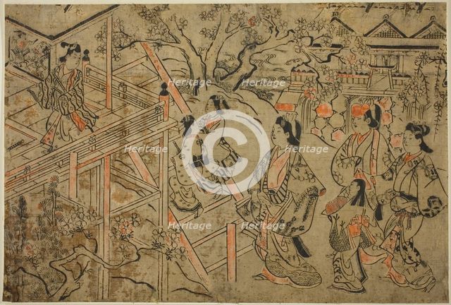 Visiting Kiyomizu Temple, c. 1684/98. Creator: Sugimura Jihei.