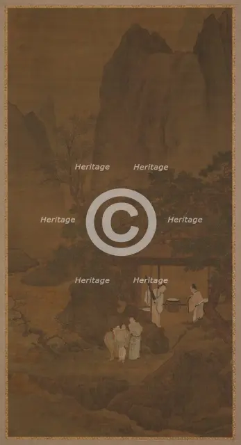 Visitor to a mountain retreat, Ming dynasty, 16th century. Creator: Unknown.