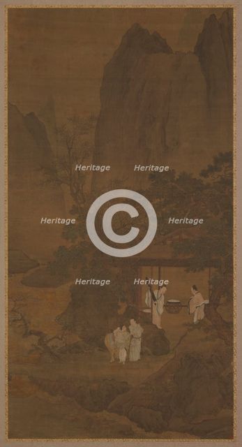 Visitor to a mountain retreat, Ming dynasty, 16th century. Creator: Unknown.