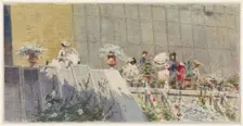 Visitors at a flower nursery, 1865-1892. Creator: Amerino Cagnoni