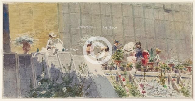 Visitors at a flower nursery, 1865-1892. Creator: Amerino Cagnoni.
