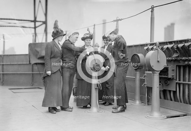 Visitors on USS Washington, between c1910 and c1915. Creator: Bain News Service.