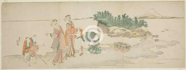 Visitors to Enoshima, Japan, c. 1801/04. Creator: Hokusai.