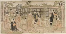 Visitors to the Shika Tea House, early 1790s. Creator: Utagawa Toyokuni (Japanese, 1769-1825)