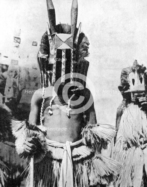 Visored mask of highland people, Africa, 1936.Artist: Wide World Photos