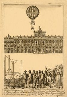Vista del globo areostatico qe. se hecho ante Ss. Ms. y su Rl. familia el dia 8 de enero de 1793 en