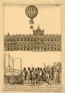 Vista del globo areostatico qe. se hecho ante ?, pub. 1793. Creator: Italian School (18th Century)