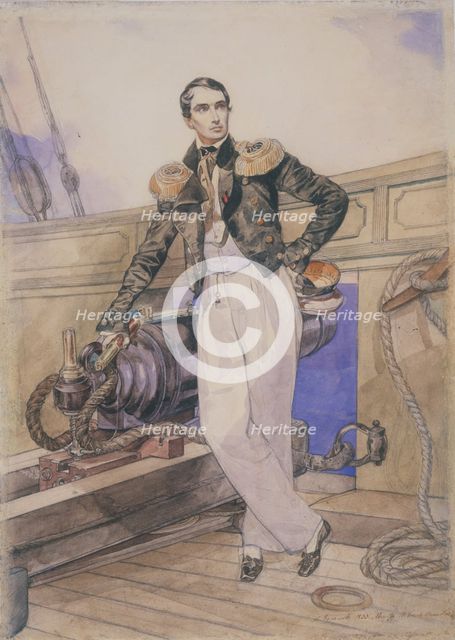 Vladimir Alexeyevich Kornilov aboard the brig Themistocles, 1835. Artist: Briullov, Karl Pavlovich (1799-1852)