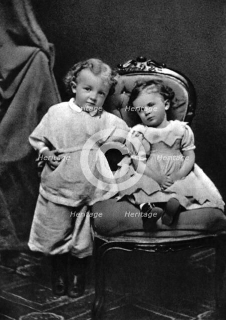Vladimir Ilich Lenin, Russian Bolshevik revolutionary leader, aged 4, with his sister Olga, 1874. Artist: Unknown